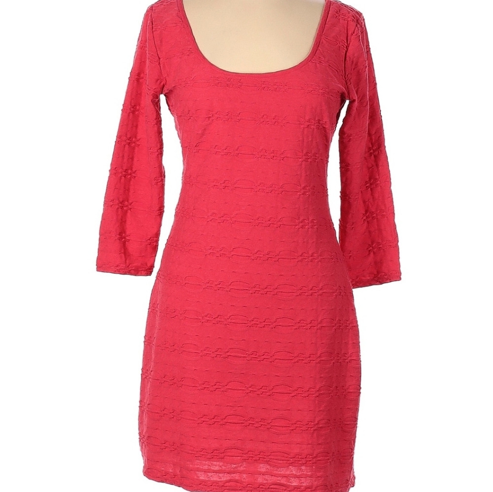 Max Studio - Pinkish Orange Embroidery Accented Dress, Size L
